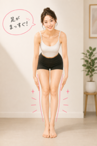 足がまっすぐ